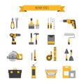 Home repair icon set. ÃÂ¡onstruction tools. Hand tools for home r Royalty Free Stock Photo